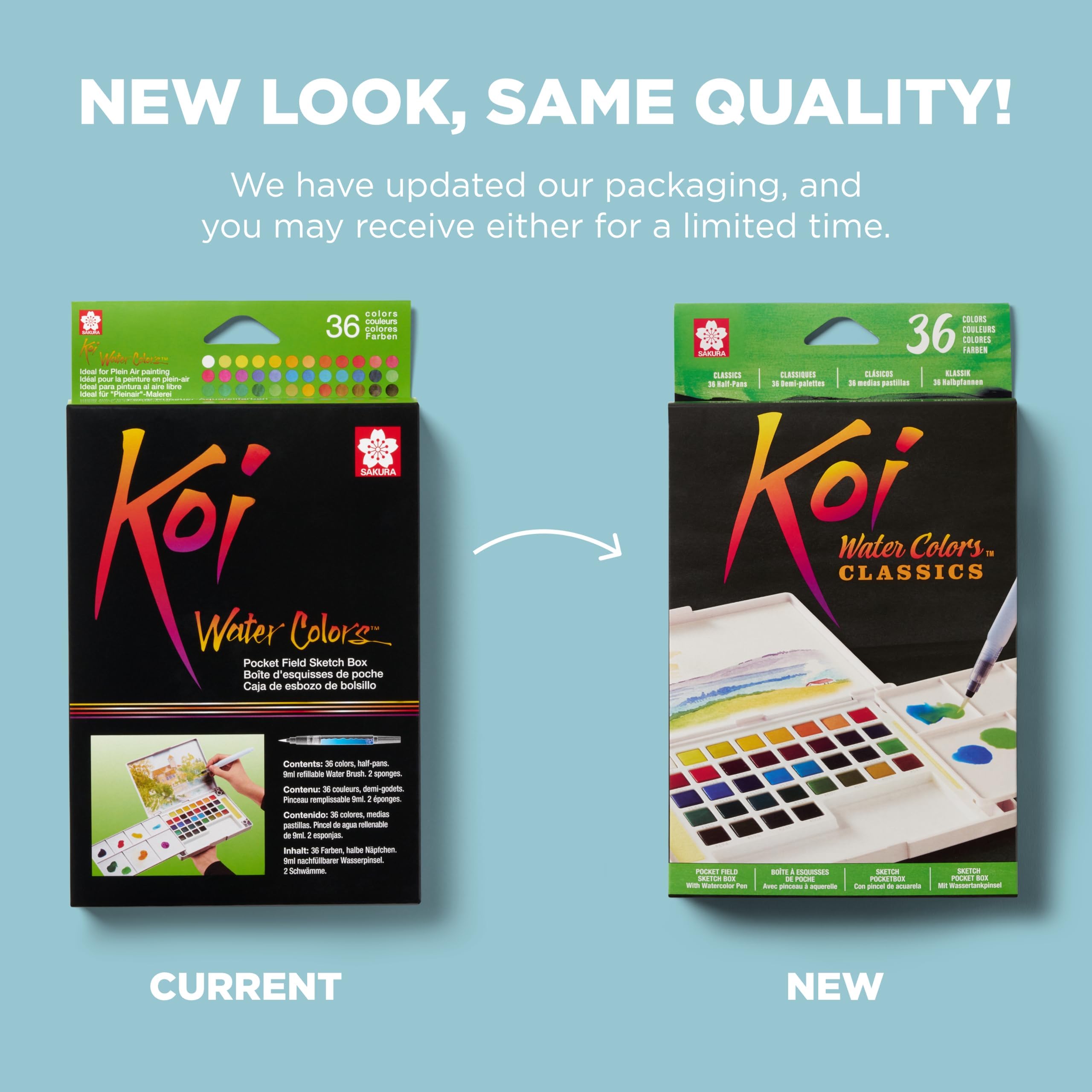 Amazon.com: SAKURA XNCW-36N Koi Watercolor Field 36 Color Sketch Set